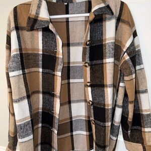 Plaid Button-Up Jacket